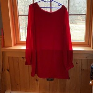 Red long sleeve lulus dress